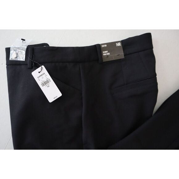 Express Editor 07470611 Women's Sz 14 R Black High-Rise Skinny Dress Pants - Picture 9 of 12